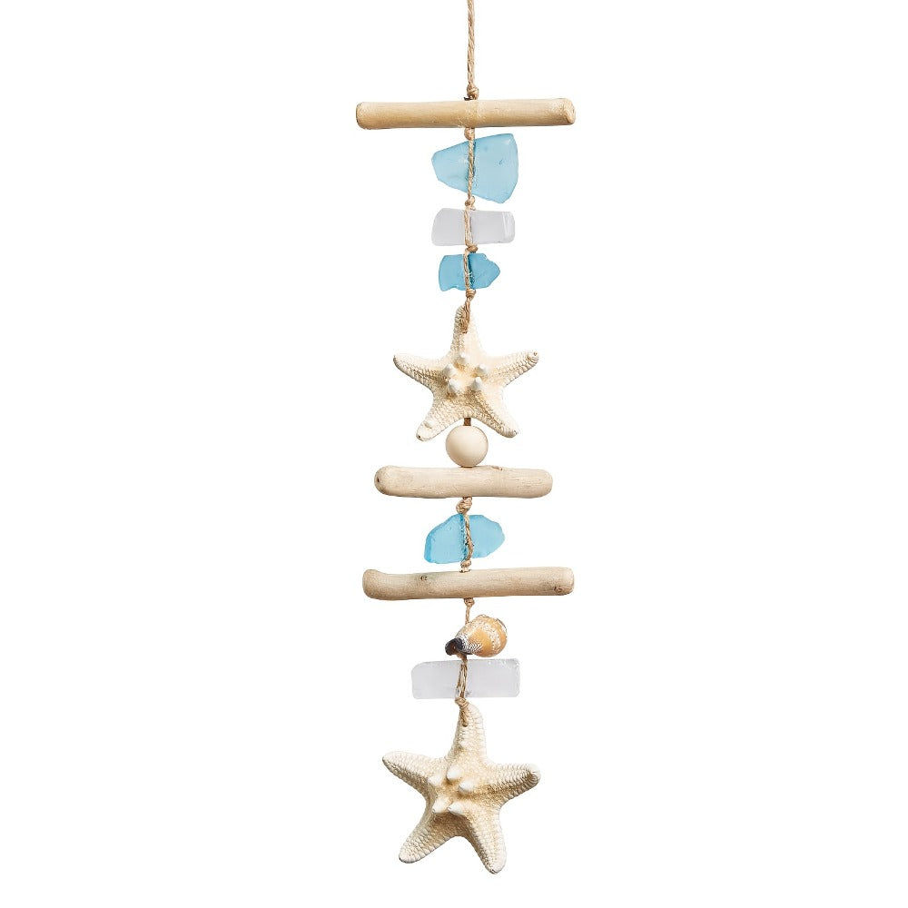 Starfish Wooden Bead Necklace & Coastal Pendant Set ¨C Beach Jewelry, Nautical Starfish Charm, Driftwood Hanging String Decor for Women, Girls & Home Beach Theme