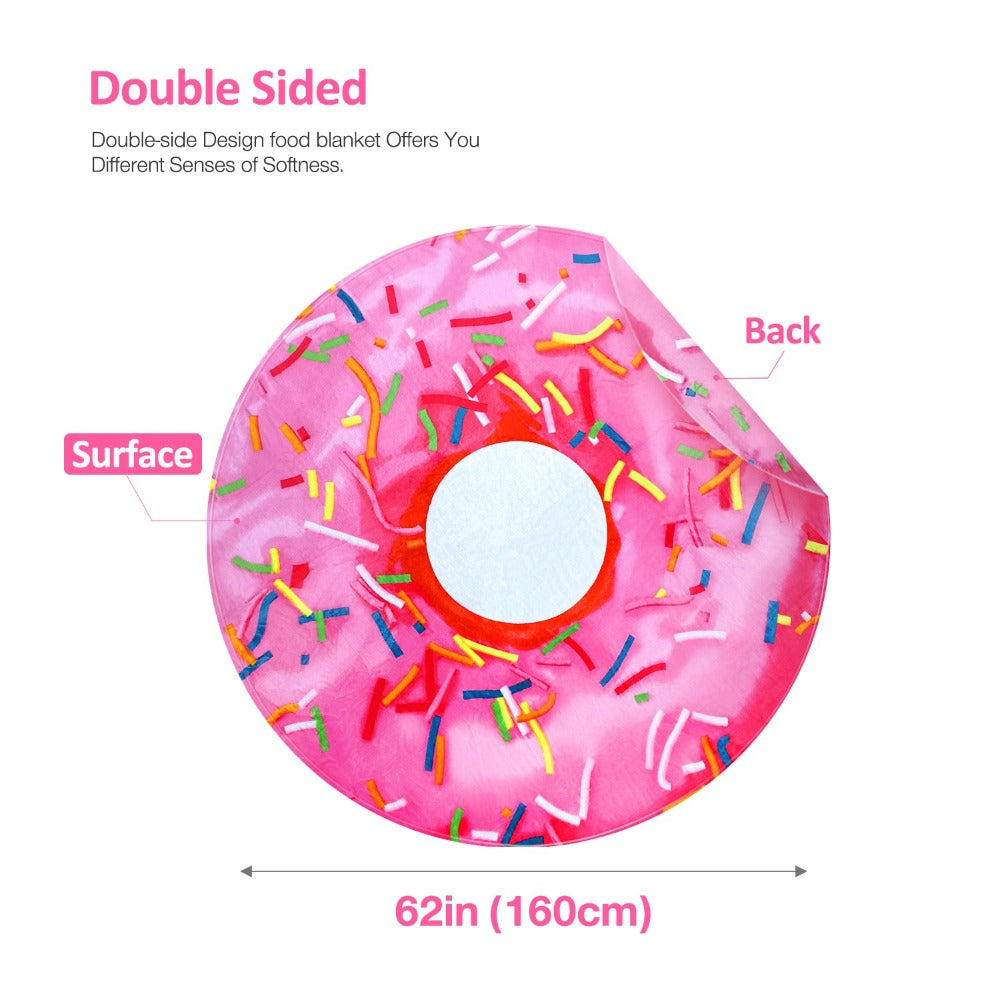 Food Print Flannel Throw Blanket - Funny Pizza Donut Pancakes Digital Print 250GSM Soft Cozy Lightweight All-Season Foodie Throw for Couch Sofa Bed Office Camping Travel