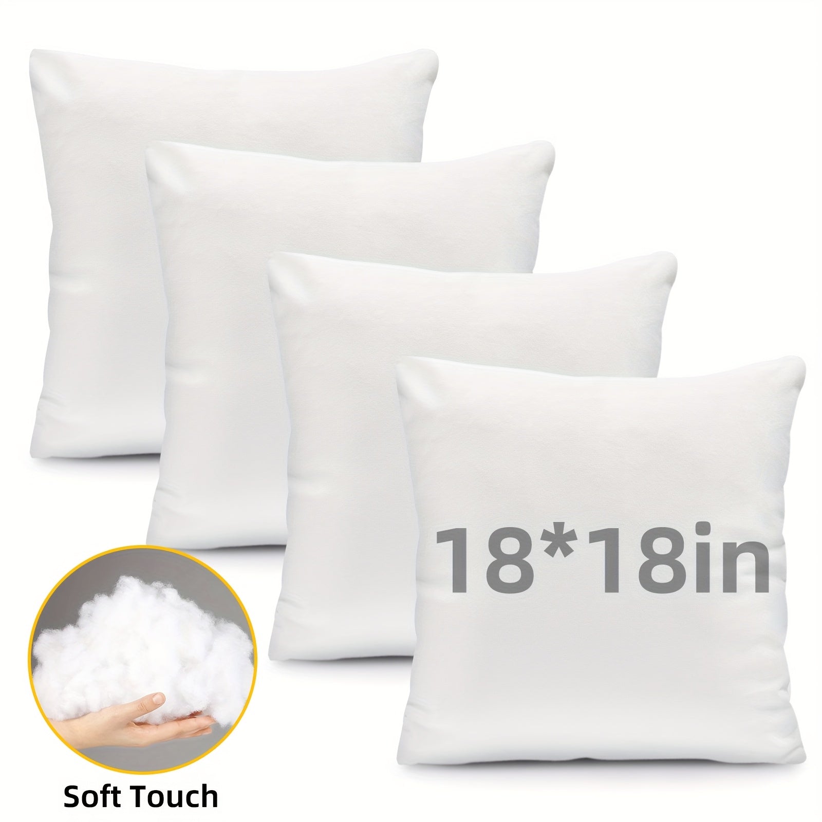 Outdoor Pillow Inserts 4/6 Pack ¨C Soft Microfiber Fill, Waterproof & Fluffy Throw Pillow Inserts for Sofa Bed Couch, 12x20 18x18 20x20 Inch