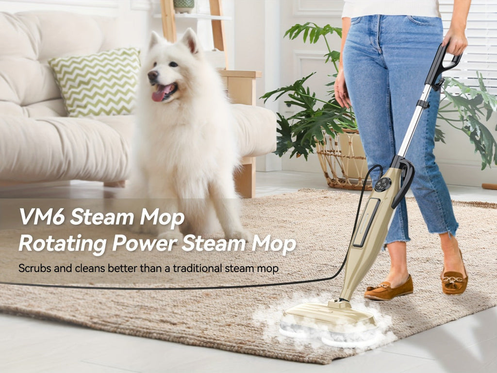 Steam Mop 10-in-1 Spinning Rotating Mop Pads with Steam Blaster Technology - 3 Steam Modes, LED Headlights, Lightweight Spin Mop for Hard Floor, Laminate & Marble, Washable Pads, VM6 Pro Series