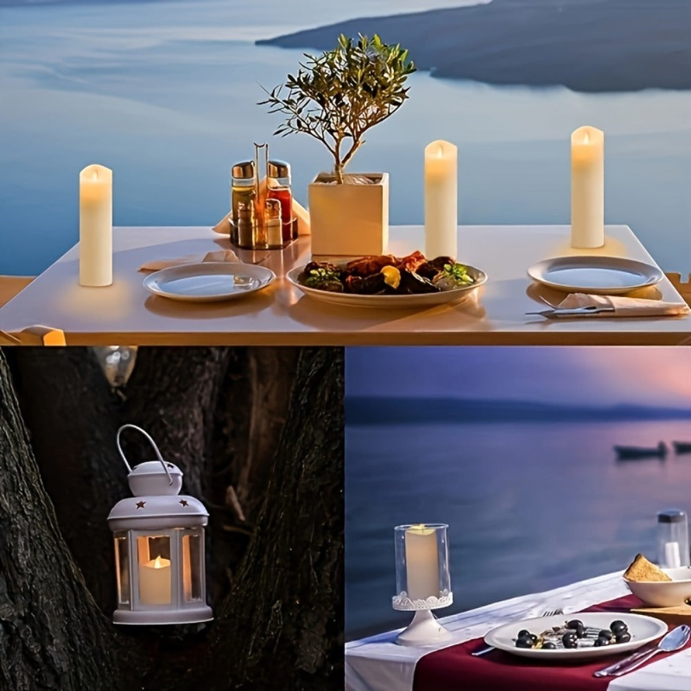 Flameless LED Candles 24pcs with 4 Remote Controls Timer Waterproof IP44 Battery Operated 4 5 6 Inch Warm White for Wedding Halloween Home Decor Indoor Outdoor