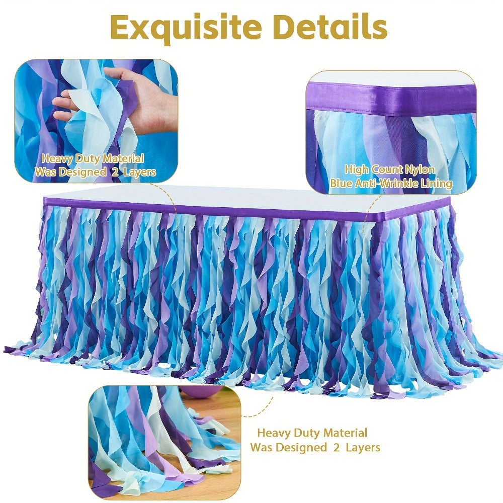 Tutu Table Skirt 6ft ¨C Ruffle Curly Willow Tulle Table Skirt for Rectangle & Round Tables, Birthday Party, Wedding, Baby Shower, Christmas & Halloween Decoration, Multiple Colors