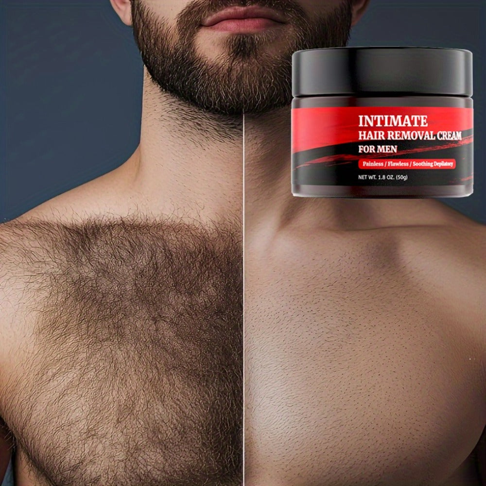 Hair Removal Cream for Men - Fast Acting Depilatory for Chest Back Legs Arms Intimate Areas Sensitive Skin Formula 50g