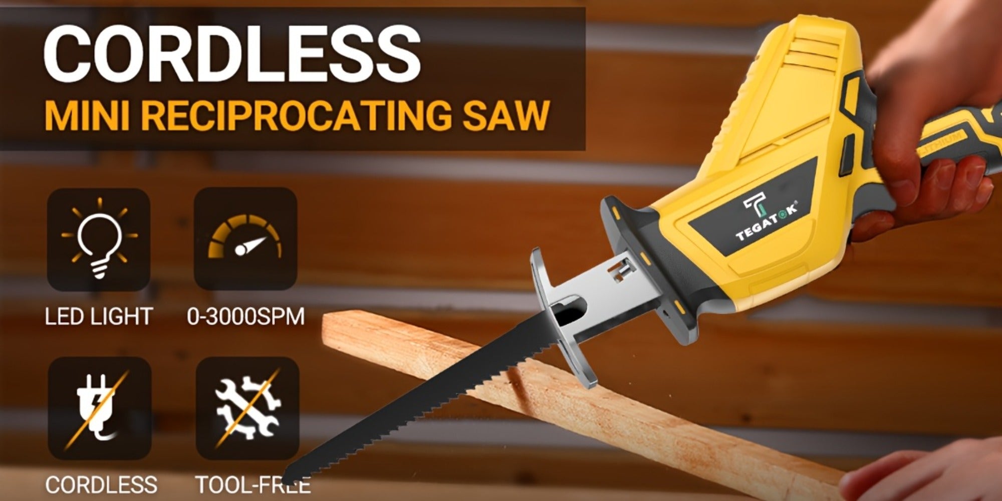 Electric Reciprocating Saw Cordless with LED Light & Safety Lock ¨C Multi-Purpose Cutting Tool with Replaceable Blades, 1 or 2 Battery Options, Carrying Case Included