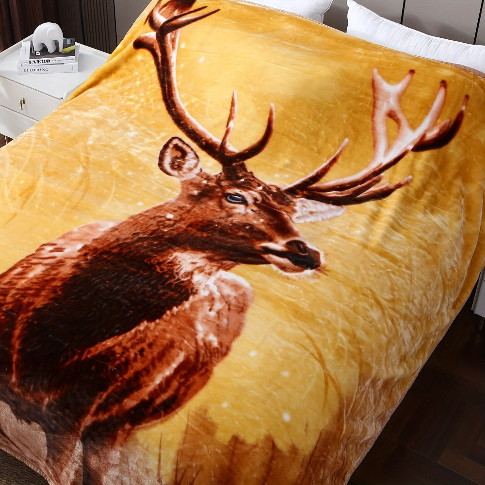 Reversible Plush Blanket 2-Ply 520GSM Milk Velvet - Soft Warm Queen King Size Blanket with Vibrant Animal & Floral Designs, All-Season Bed Couch Throw