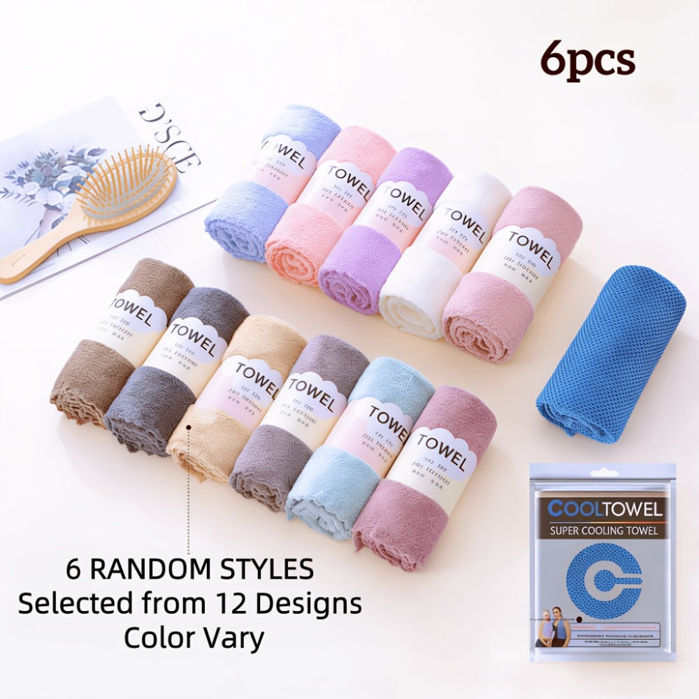 Bath Towel Set 5-Pack Coral Fleece Face Towels Thickened 500GSM Absorbent Color-Coded Striped Solid Spa Sensitive Skin Rectangular