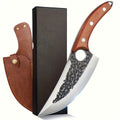 Hand Forged Viking Knife High Carbon Steel 7 Inch with Sheath Butcher Cleaver for Meat Cutting Cooking Camping BBQ Chef Kitchen Knife Gift
