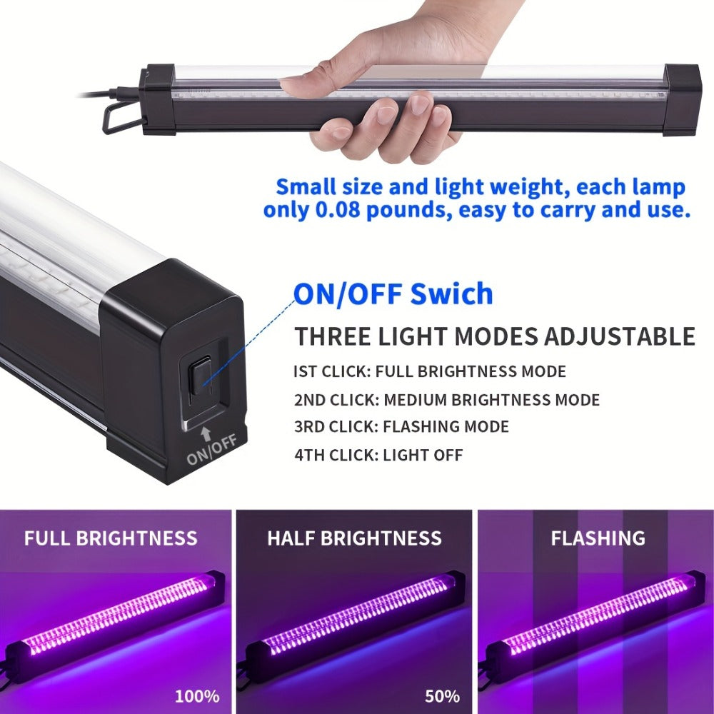 UV Black Light Strip USB LED ¨C 32cm / 12.6ft Portable Magnetic Black Light Tube for Halloween Party, Fluorescent Tapestry, Body Paint, Posters, Christmas & Cabinet Lighting (3-Pack / 4-Pack)