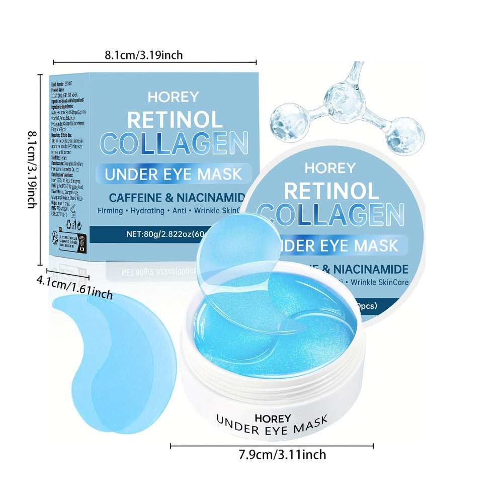 Collagen Eye Patches 60pcs with Caffeine & Niacinamide Under Eye Mask for Dark Circles Puffiness Tightening Intense Hydration Anti-Aging Eye Care for Women Men