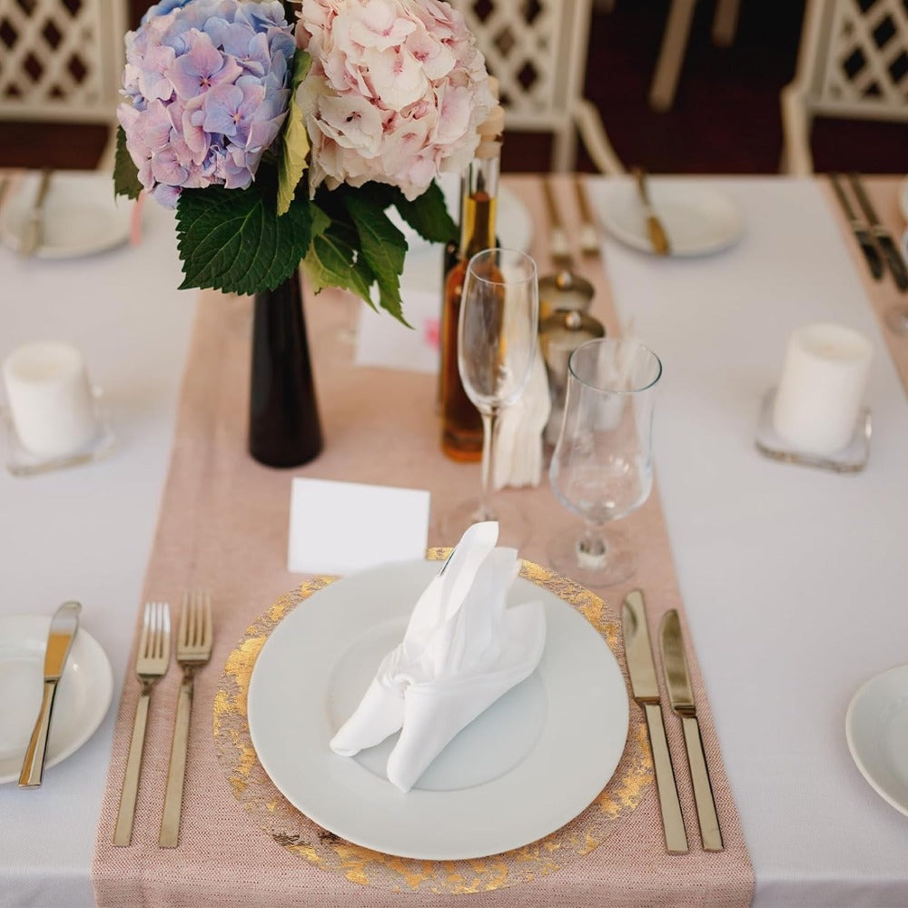 Golden Foil Round Placemats Disposable Table Doilies 50/100pcs ¨C Elegant Mesh Table Pad for Dining, Party & Home Decor
