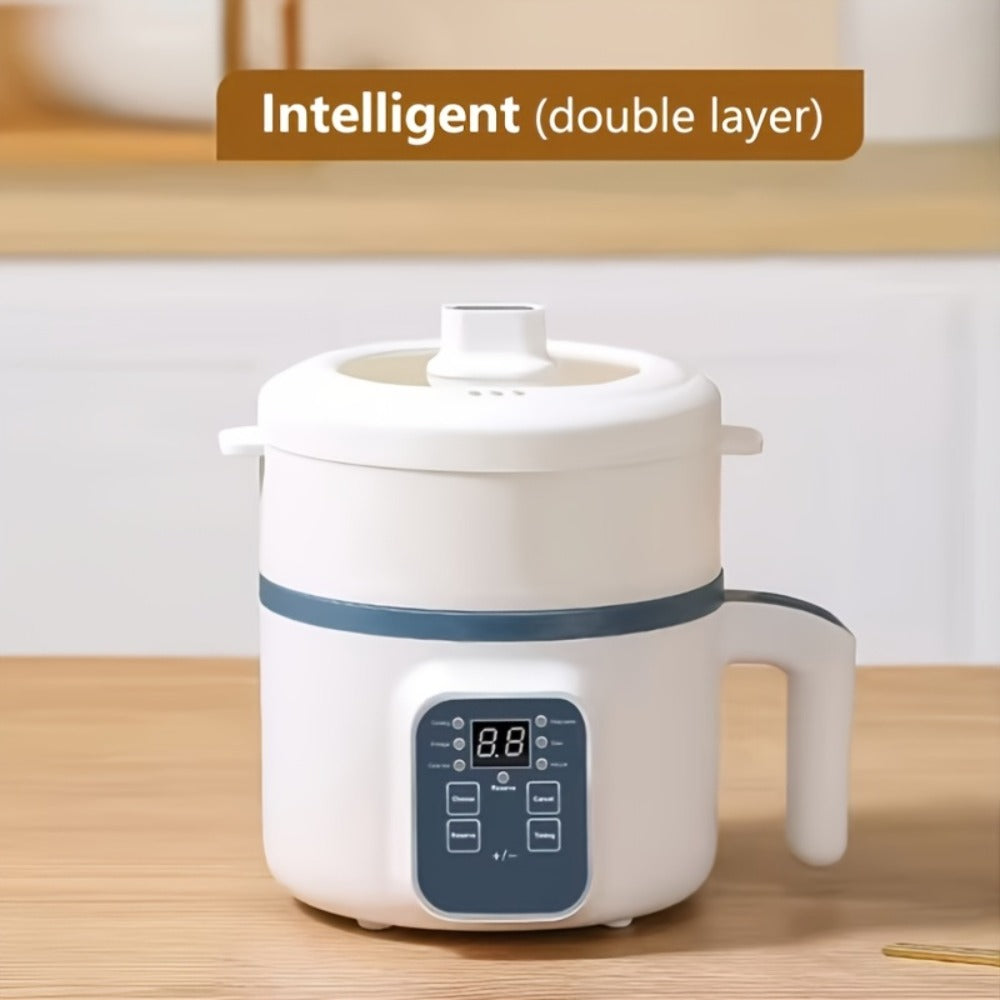 Electric Hot Pot 1.7L Multifunctional | 6 Cooking Modes Steam & Cook Non-Stick Mini Electric Cooker with Overheat & Dry Protection for 1-2 People ¨C Rice, Soup, Noodles & More, Single & Double Layer