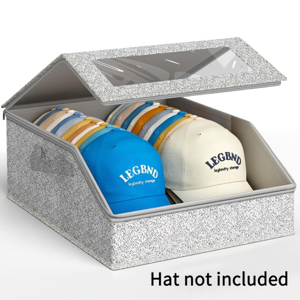 Stackable Baseball Cap Storage Box Organizer | Dustproof Cardboard Hat Box Holds 24 Caps | 1/2 Pack