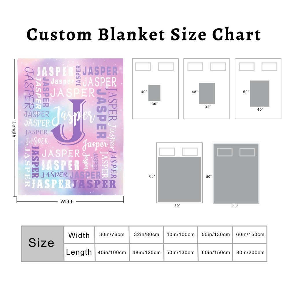 Personalized Flannel Blanket 280GSM Custom Name - Soft All-Season Throw Blanket for Home Picnic Travel, Cozy Polyester Gift Blanket Multi-Color Options