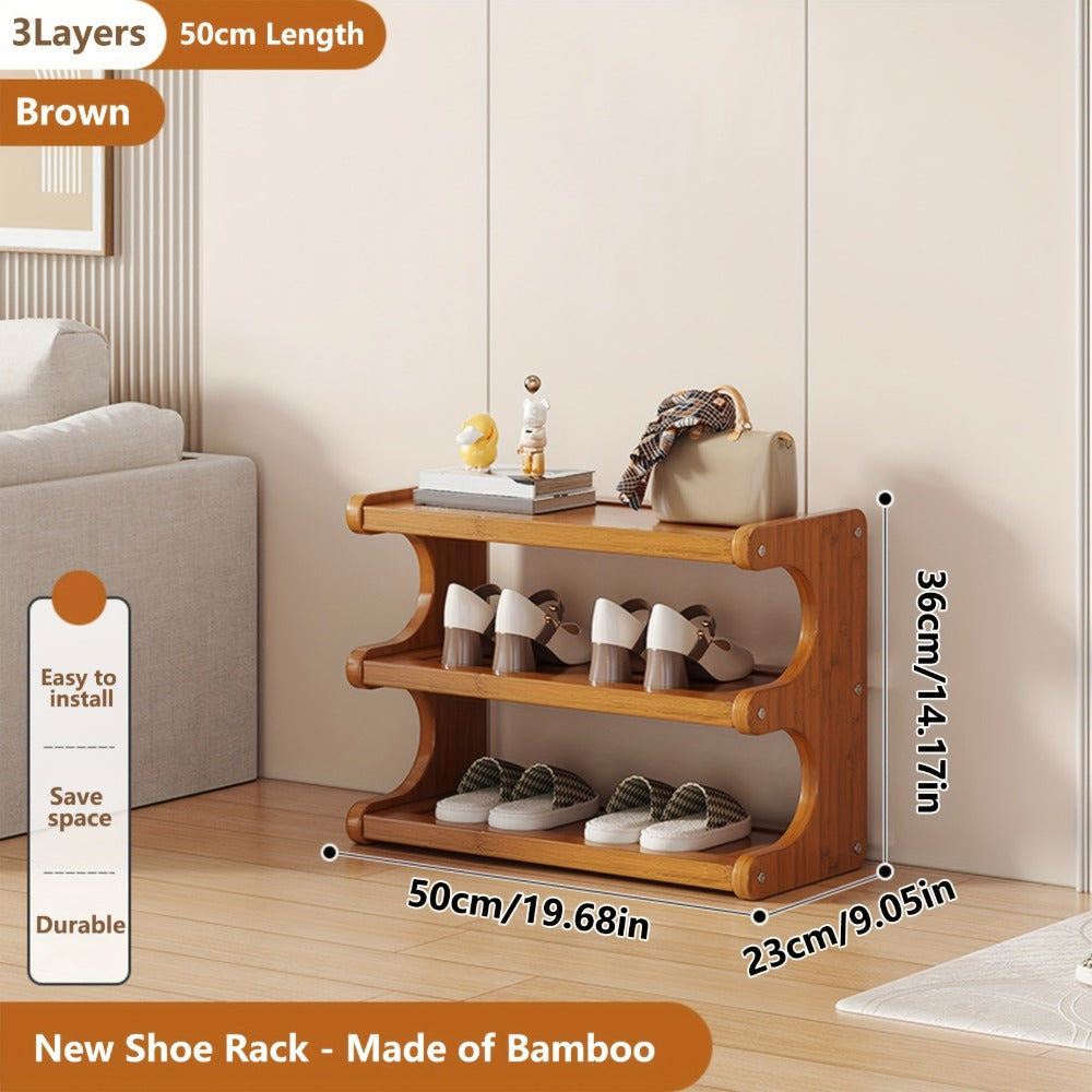 Bamboo Shoe Rack 3/5/6 Layer Freestanding Storage Organizer for Entryway, Dorm & Closet ¨C Space-Saving Multi-Tier Shoe Shelf, Easy Assembly, Brown