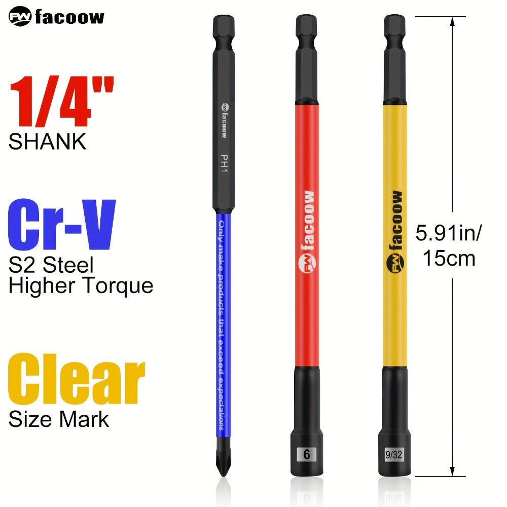 Magnetic Nut Driver Set 19PCS ¨C SAE & Metric | 1/4¡± Hex Shank 6¡± Long | PH1 & PH2 for Impact Drills | Magnetic Socket Set with Sturdy Tool Case | Professional & DIY Projects