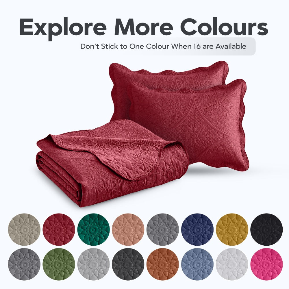 Quilted Bedspread Set 3 Piece ¨C Soft Floral Coverlet with Pillow Shams, Lightweight Breathable Quilt for Bedroom & Guest Room, All Season Bed Cover