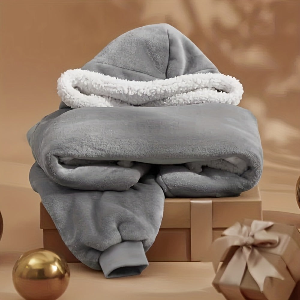 Oversized Wearable Blanket Hoodie Jacket ¨C 350-400gsm Thick Warm Suede Flannel, Hooded Pocket Lazy Coat for Women & Men, 5 Colors