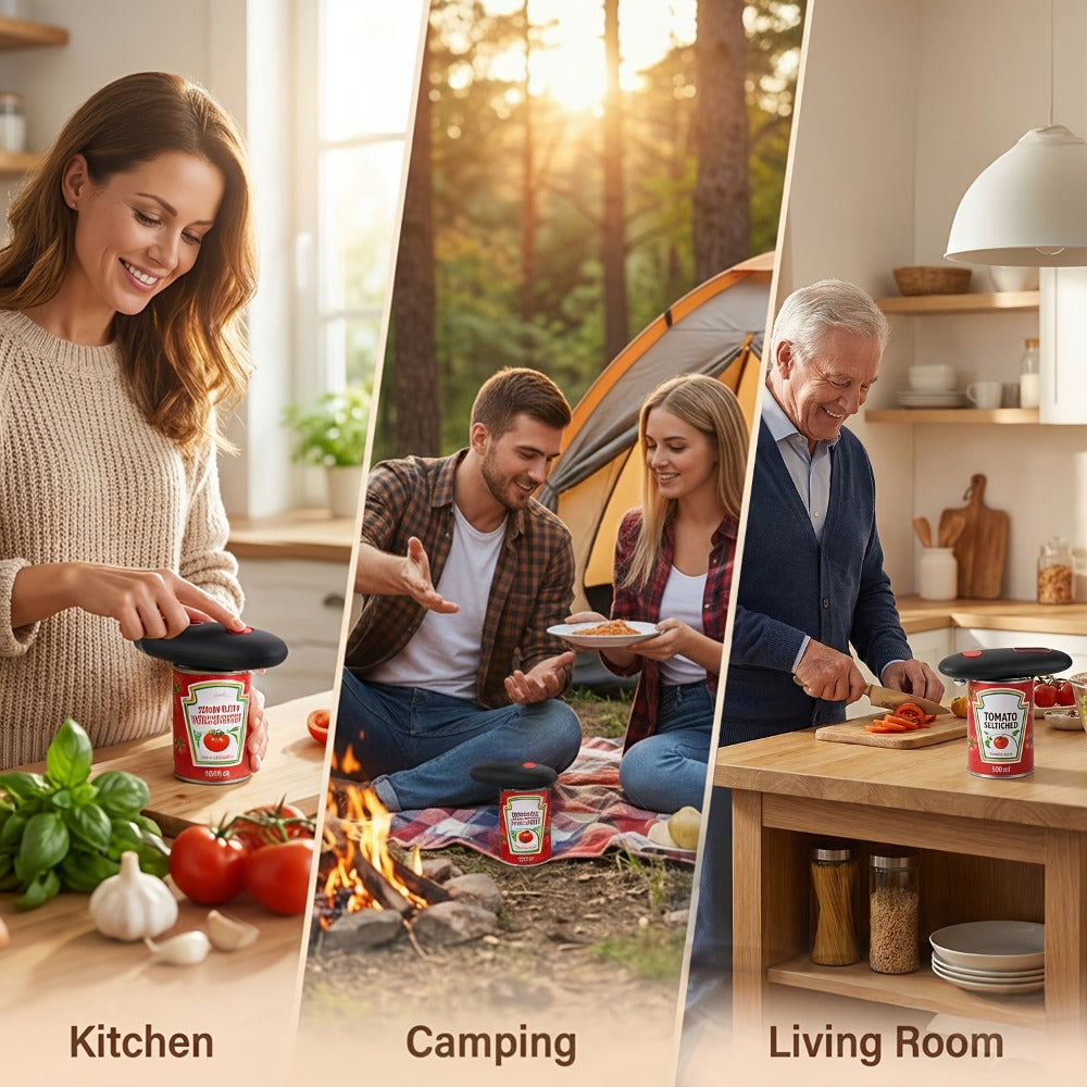 Electric Can Opener Automatic One Touch - Battery Powered Hands-Free Smooth Edge Safe Opener for Seniors Arthritis Weak Hands, Portable Kitchen Gadget for Home Camping RV, Great Gift Idea