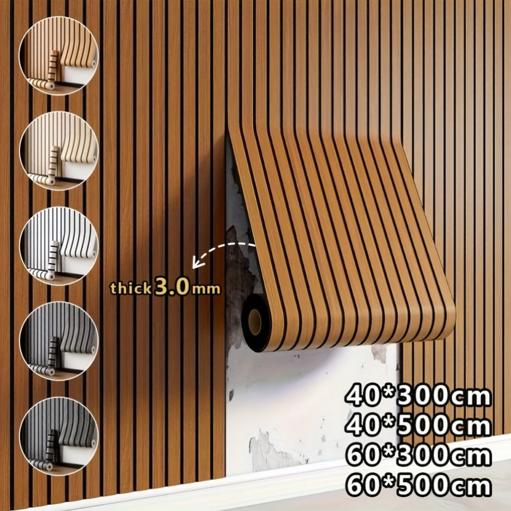 3D Wood Grain Wall Panels Self-Adhesive Peel and Stick Soundproof Grid Board Thick Matte Finish Wallpaper for Walls Ceilings Curved Surfaces Home Decor Easy Install