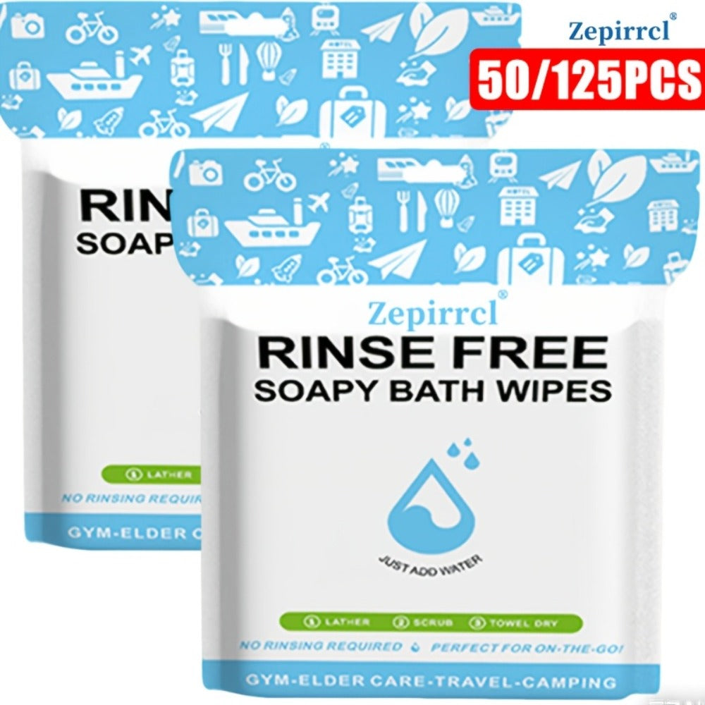 Disposable Bath Wipes No Rinse Body Wipes 11.81x11.81 Inch Large Shower Wipes for Travel Camping Outdoor Fitness Swimming Bedridden Adults Elderly Post Surgery Cleansing Wipes 50 or 125 Count