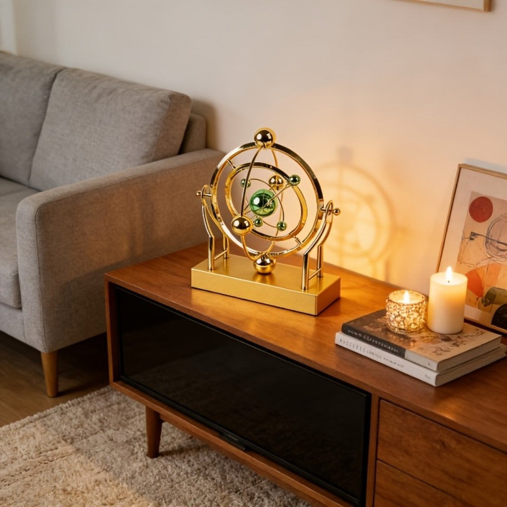 Perpetual Motion Pendulum Desk Decor - Cosmic Swing Solar System Planets Atomic Model Science Demonstration Self-Running No Battery Office Home Physics Gift