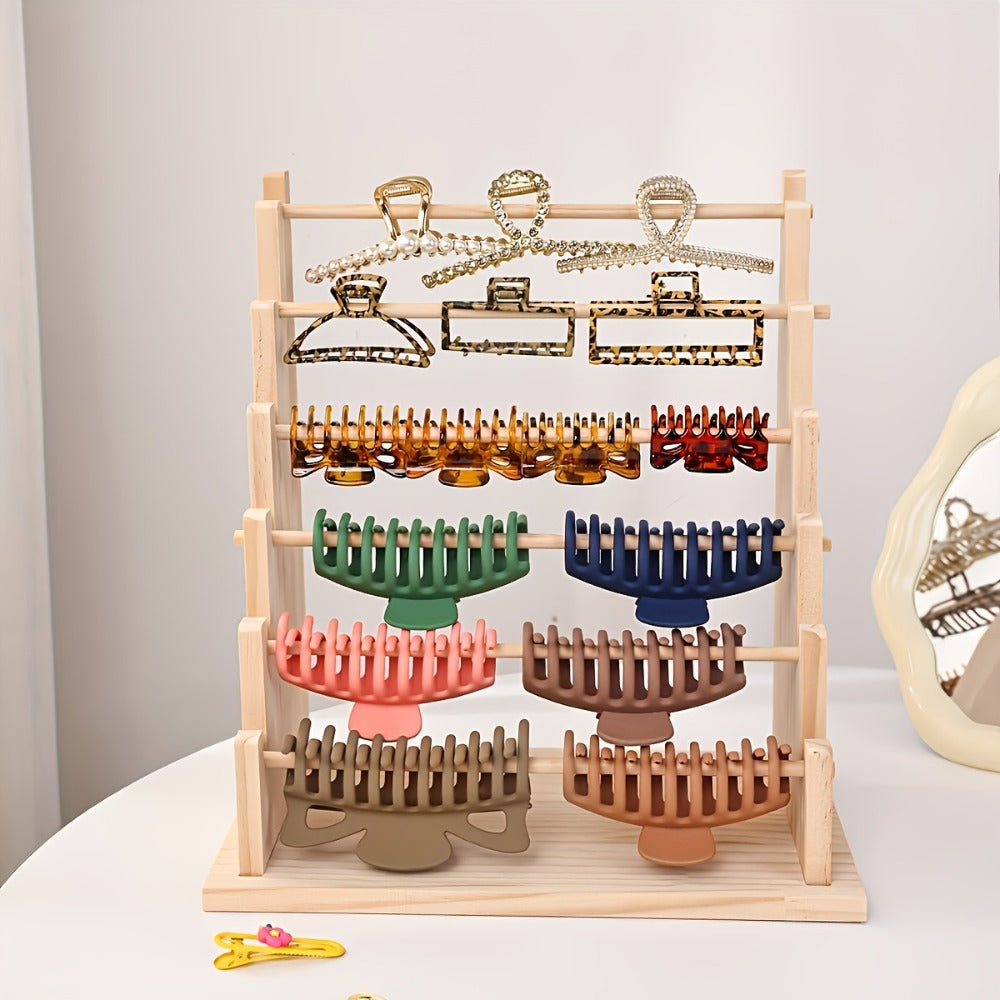 Jewelry Tower 6 Tier Wooden Stepped Jewelry Display Stand Organizer Rack for Bracelets Watches Hair Accessories Beads DIY Crafts Vintage Wood Jewelry Holder Large Capacity