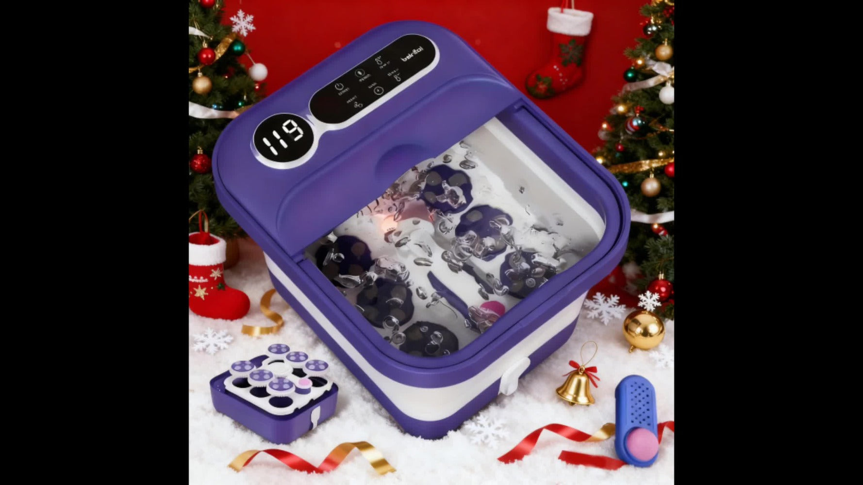 Foot Spa Bath Massager with Heat and Bubbles ¨C Foldable Electric Foot Soak Tub with Automatic Heating, Bubble Massage, Relaxation Therapy for Home Use