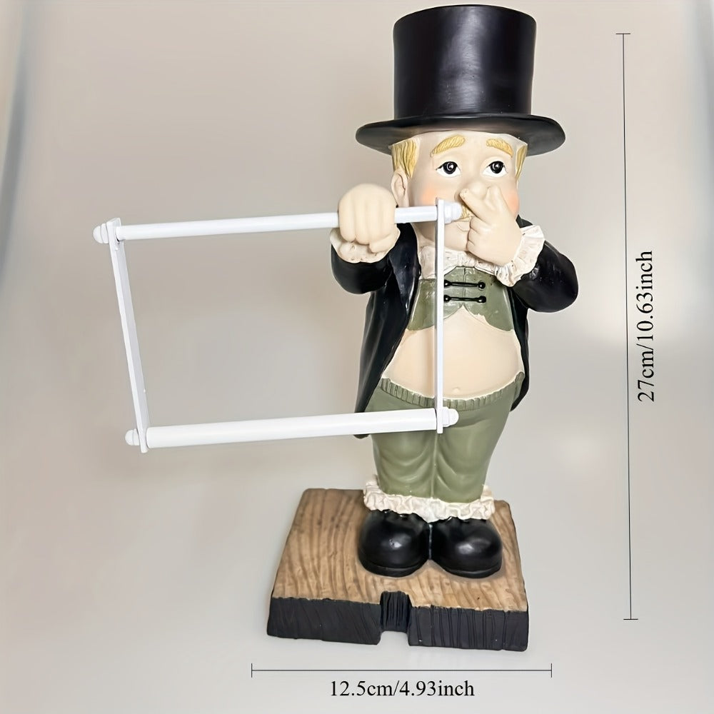 Paper Towel Holder Funny Toilet Butler Statue - Novelty Resin Bathroom Decor Figurine, Freestanding & Wall Hanging, Painted Finish, Unique Housewarming Christmas Halloween Gift for Bathroom