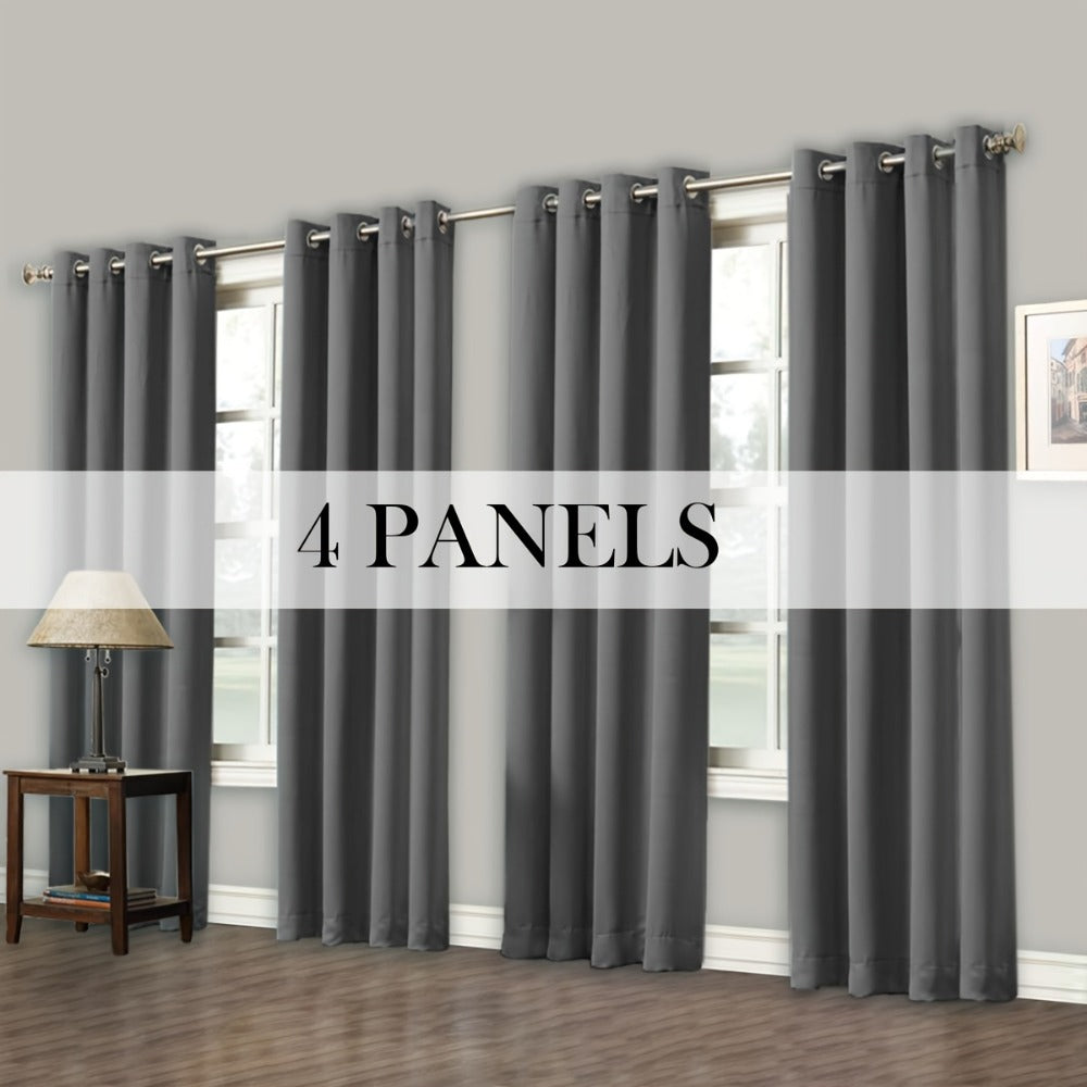 Blackout Curtains Grommet Top Room Darkening Window Drapes 4 Panels Set Living Room Bedroom