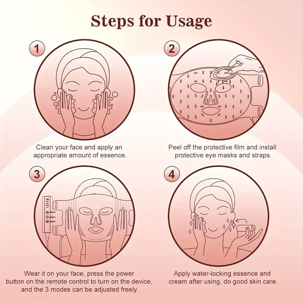 LED Face Mask 7 Color Light Therapy Photon Skin Rejuvenation Mask Portable Silicone Beauty Device USB Rechargeable Anti-Aging Acne Wrinkle Treatment for Women Men Black White