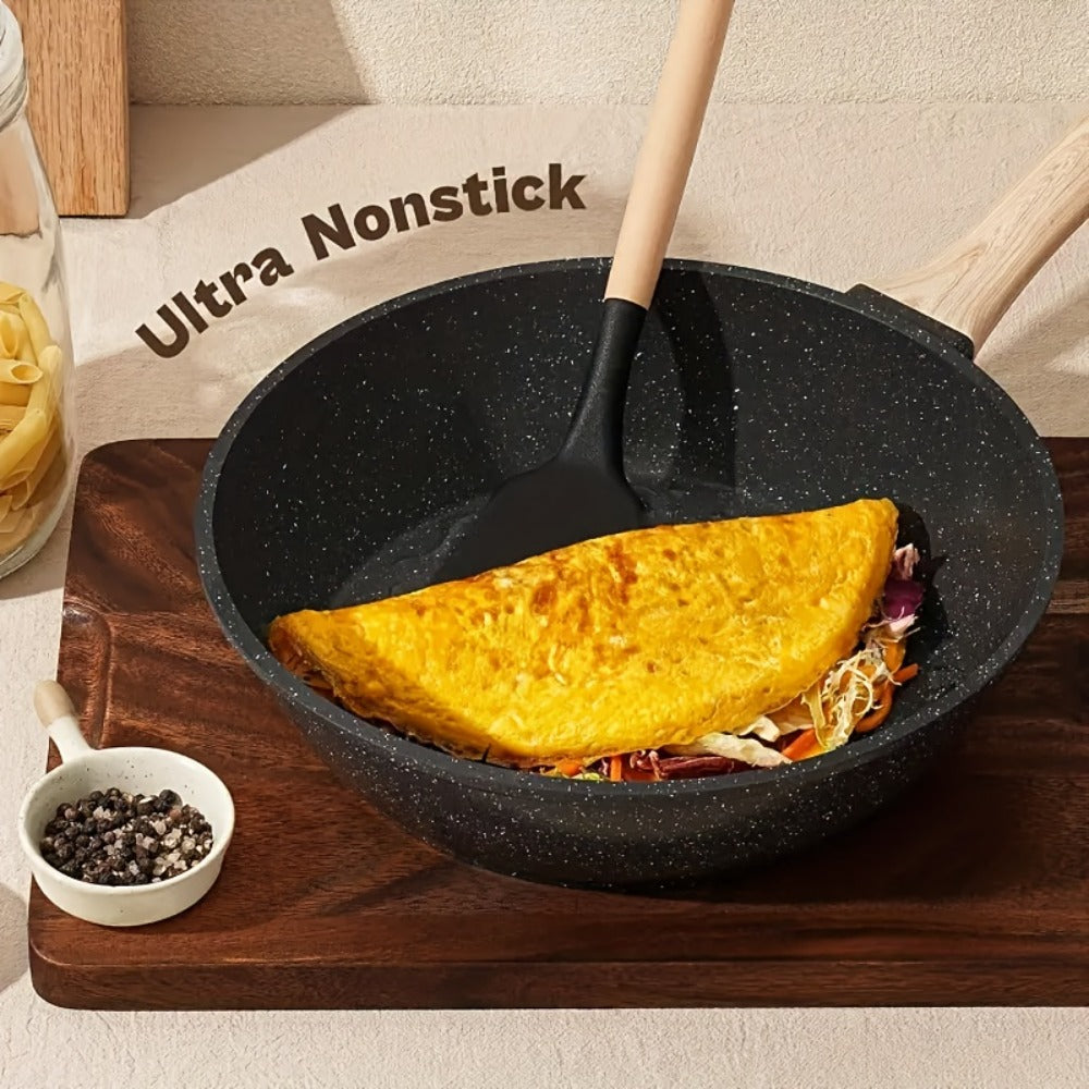 Granite Nonstick Cookware Set ¨C Frying Pans, Pots & Lids, Non-stick Coating, Induction & Electric Stove Compatible, Kitchen Essentials Gift Set