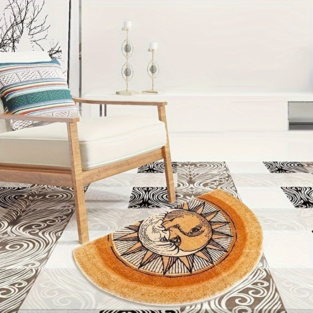 Half Round Welcome Mat 28x20 Inch - Absorbent Non-Slip Door Mat, Machine Washable, Soft Flocked Entrance Rug for Bedroom, Front & Back Door