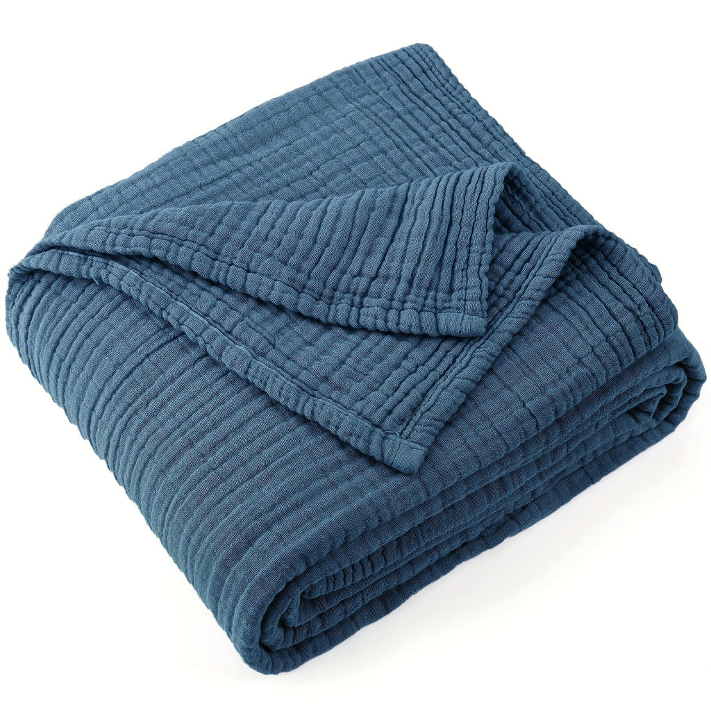 Muslin Blanket 100% Cotton 6-Layer ¨C Breathable Soft Gauze Throw for Couch & Bed, All Season, Machine Washable, 13 Colors, 5 Sizes