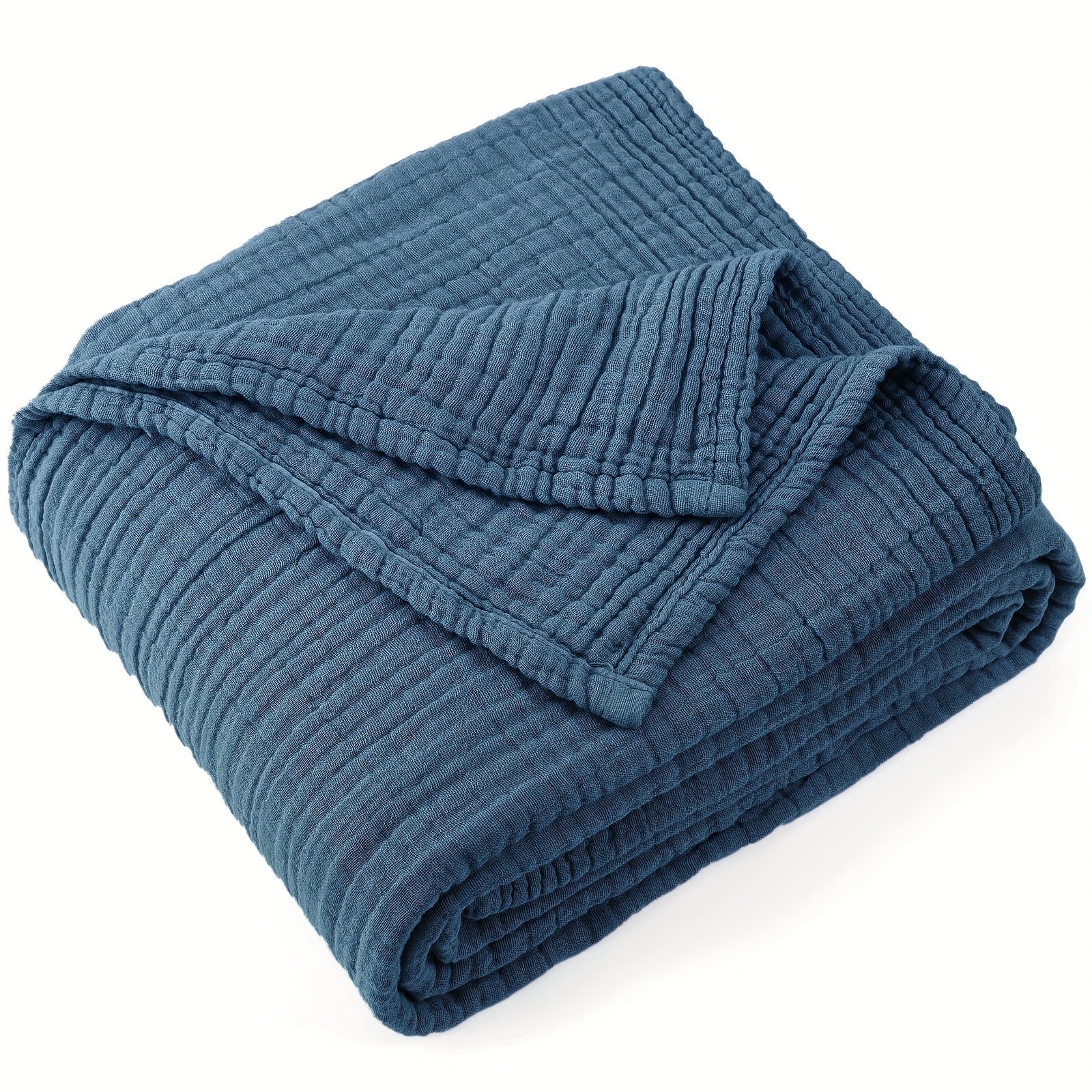 Muslin Blanket 100% Cotton 6-Layer ¨C Breathable Soft Gauze Throw for Couch & Bed, All Season, Machine Washable, 13 Colors, 5 Sizes