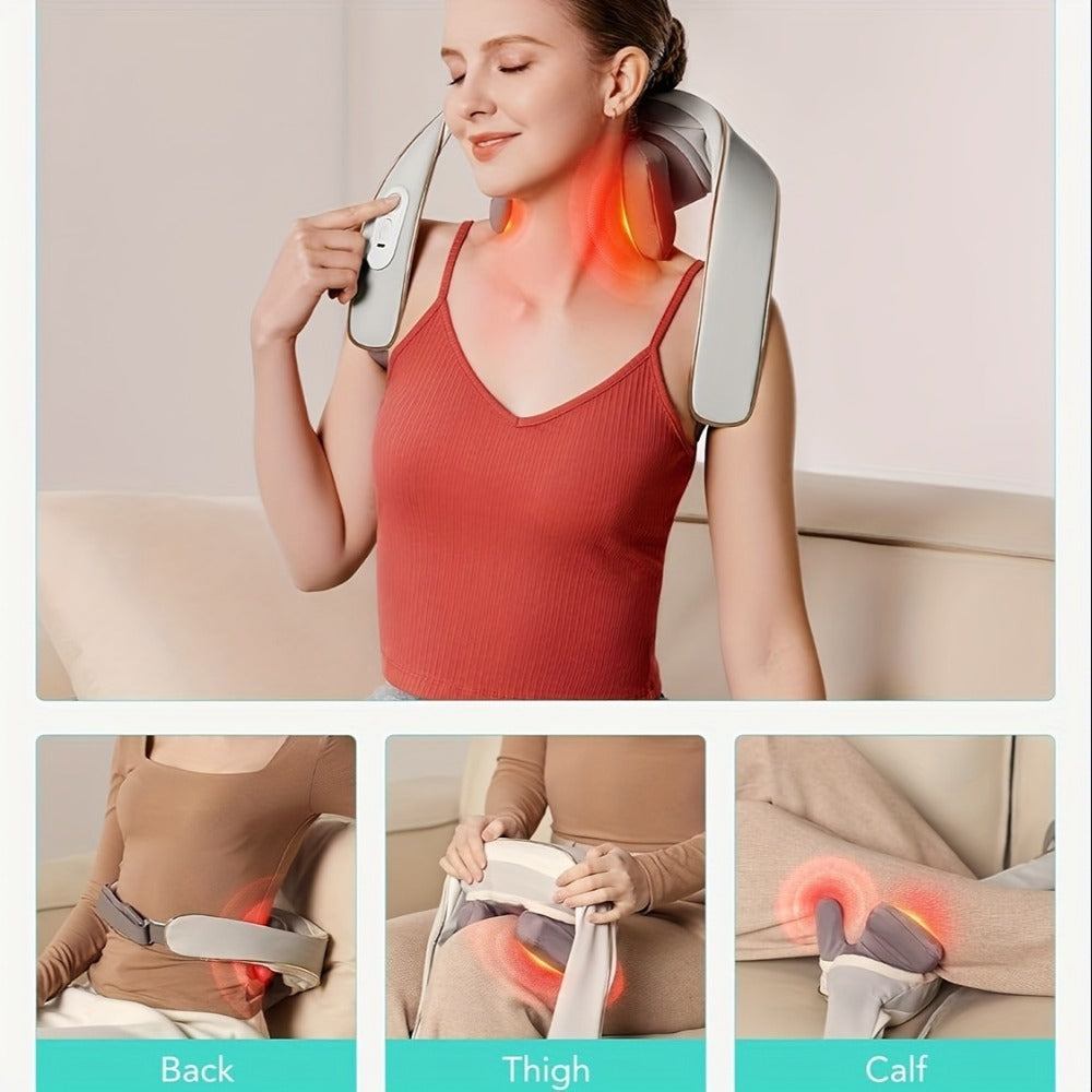 Neck Massager with Heat ¨C 6D Shiatsu Cordless Deep Kneading Electric Massager for Neck, Shoulder, Back & Waist | 9 Modes, Hot Compress 40-45¡ãC, 2200mAh Battery | Portable for Home, Office & Car