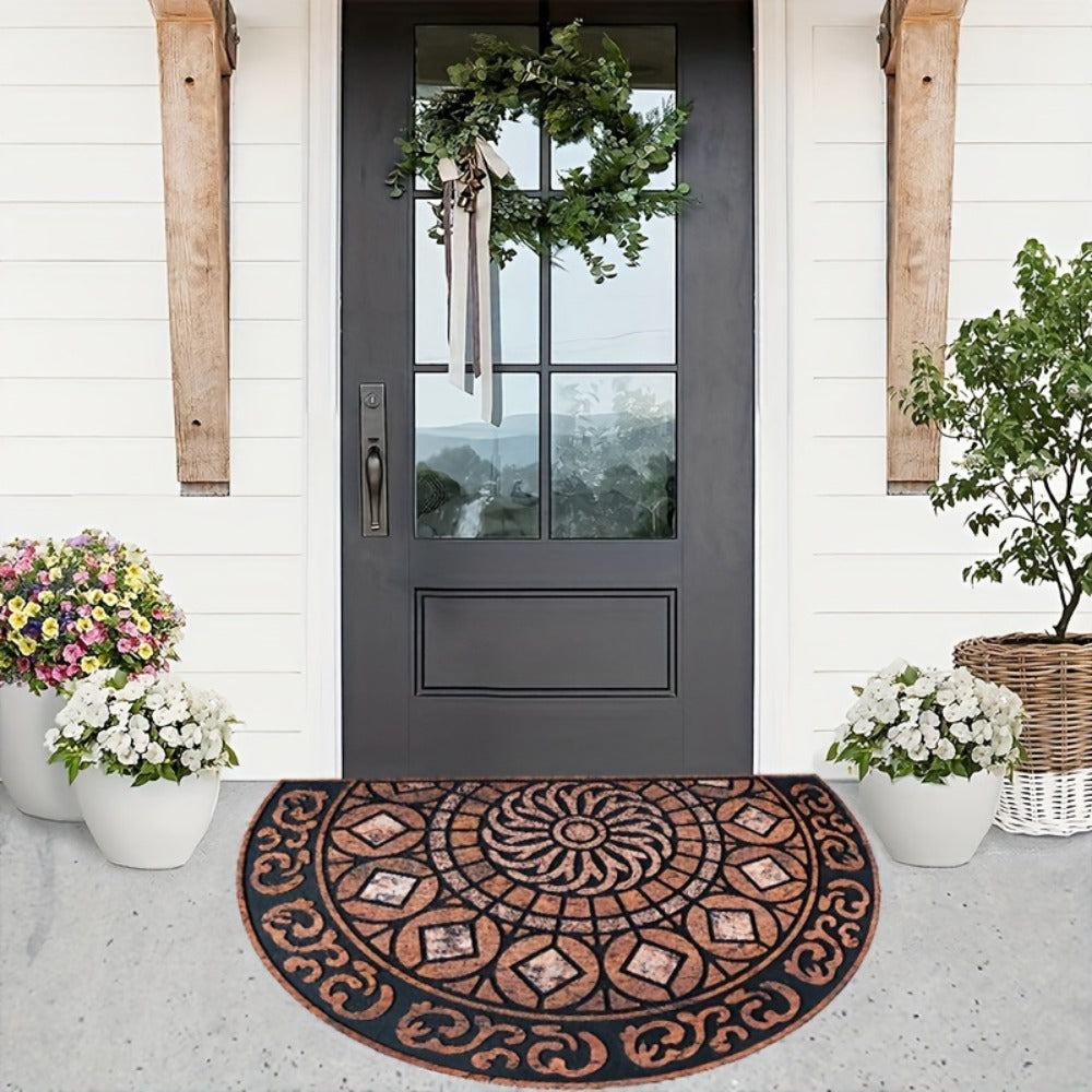Outdoor Door Mat Heavy Duty Non-Slip Welcome Mat for Front Door Entrance Patio Porch, Durable Low-Profile Rug, Multiple Colors & Sizes, Light Blue Brown Dark Blue Gray Rainbow