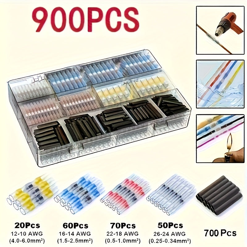 Solder Seal Wire Connectors Butt Splice Terminals 320/640/900pcs ¨C Heat Shrink Insulated Waterproof Electrical Connectors for Automotive Marine Boat Truck & DIY Wire Splicing