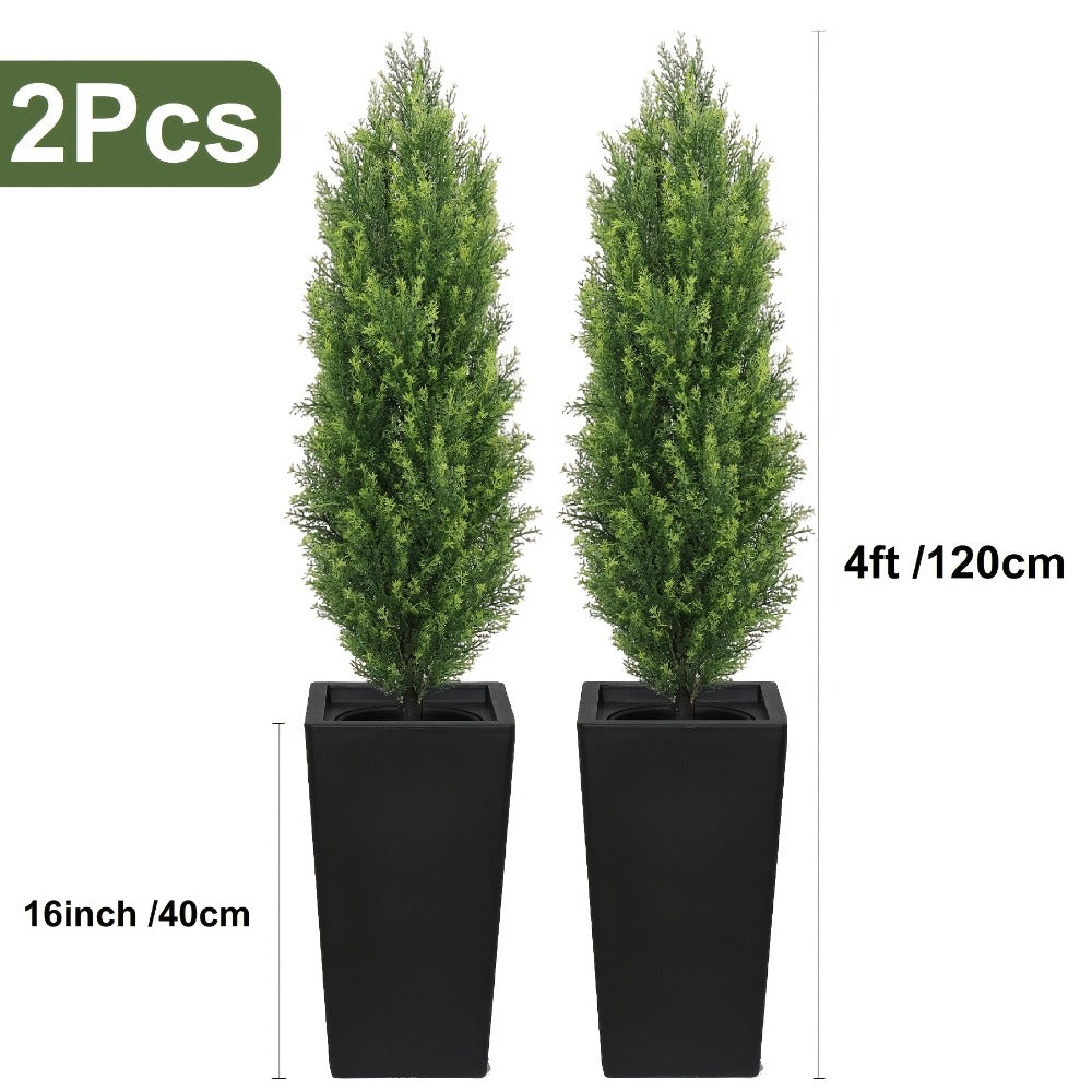 Artificial Cedar Topiary Trees 2 Pack UV Resistant Faux Greenery for Indoor Outdoor Patio Garden Office Entryway Decor 4FT 5FT 6FT