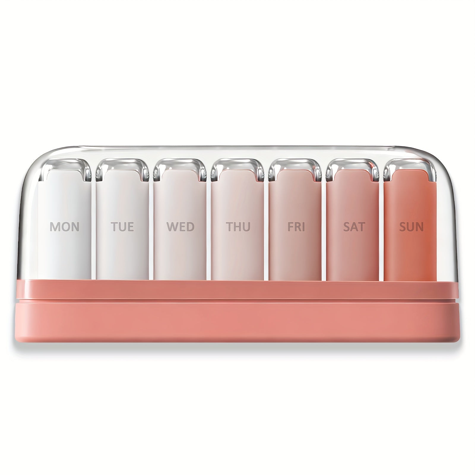 Weekly Pill Organizer for Women, 7-Day 3-Times-a-Day Pill Box with 21 Compartments, Removable Travel Pill Case, Vitamin & Supplement Organizer, Spill-Proof Gradient Pink Lipstick Design Gift for Mom