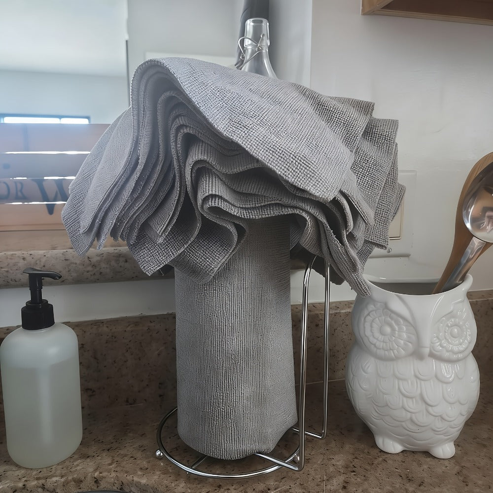 Microfiber Cleaning Cloths Reusable Paper Towel Roll Replacement ¨C Washable Absorbent Tear-Away Dishcloths for Kitchen, Bathroom & Car | Eco-Friendly Rags 50 or 100 Pack, 12x12 Inch