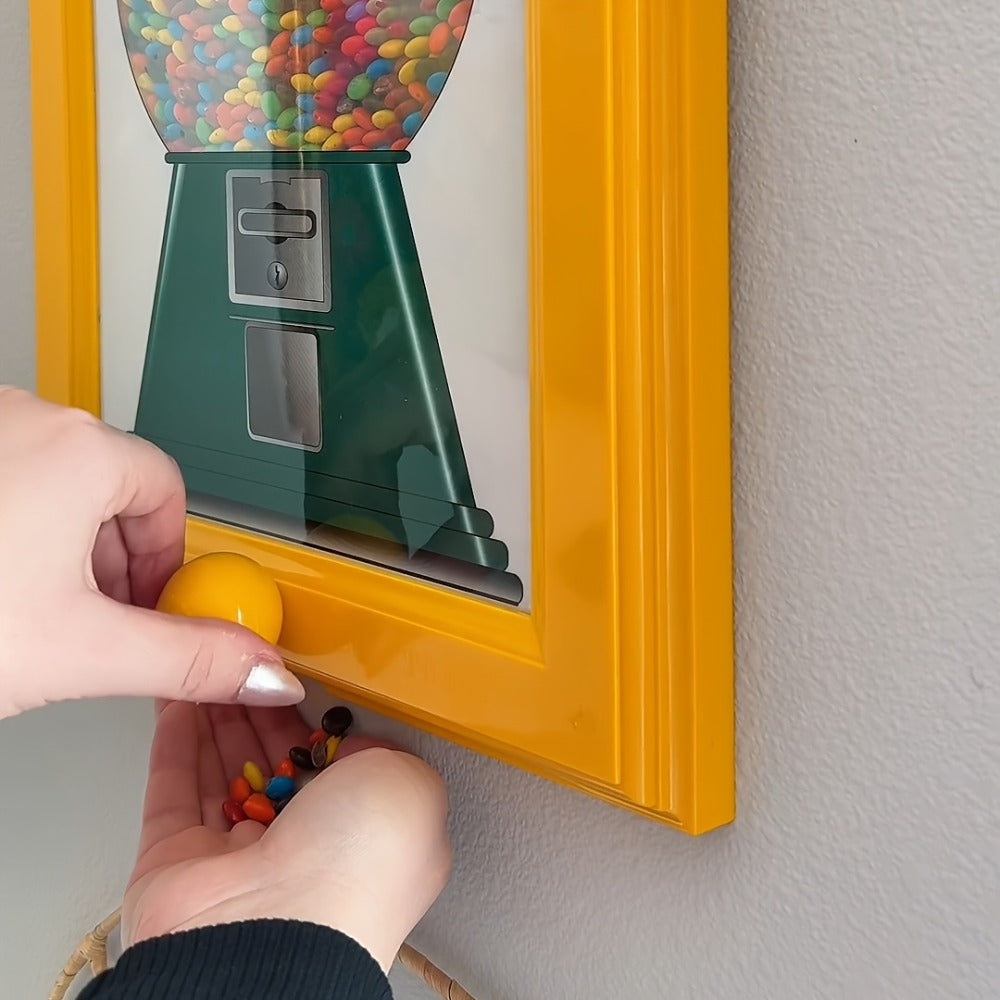Wall Mounted Photo Frame Candy Dispenser with Shelf ¨C Space Saving Treat & Nut Storage Holder for Home Office Decor