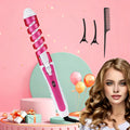 Automatic Spiral Curling Iron 360¡ã Electric Hair Curler - Auto Rotating Curl Wand, Lightweight & Portable, Easy to Use, Includes 2 Clips & 1 Comb, Gift for Women, Pink, Purple, Blue
