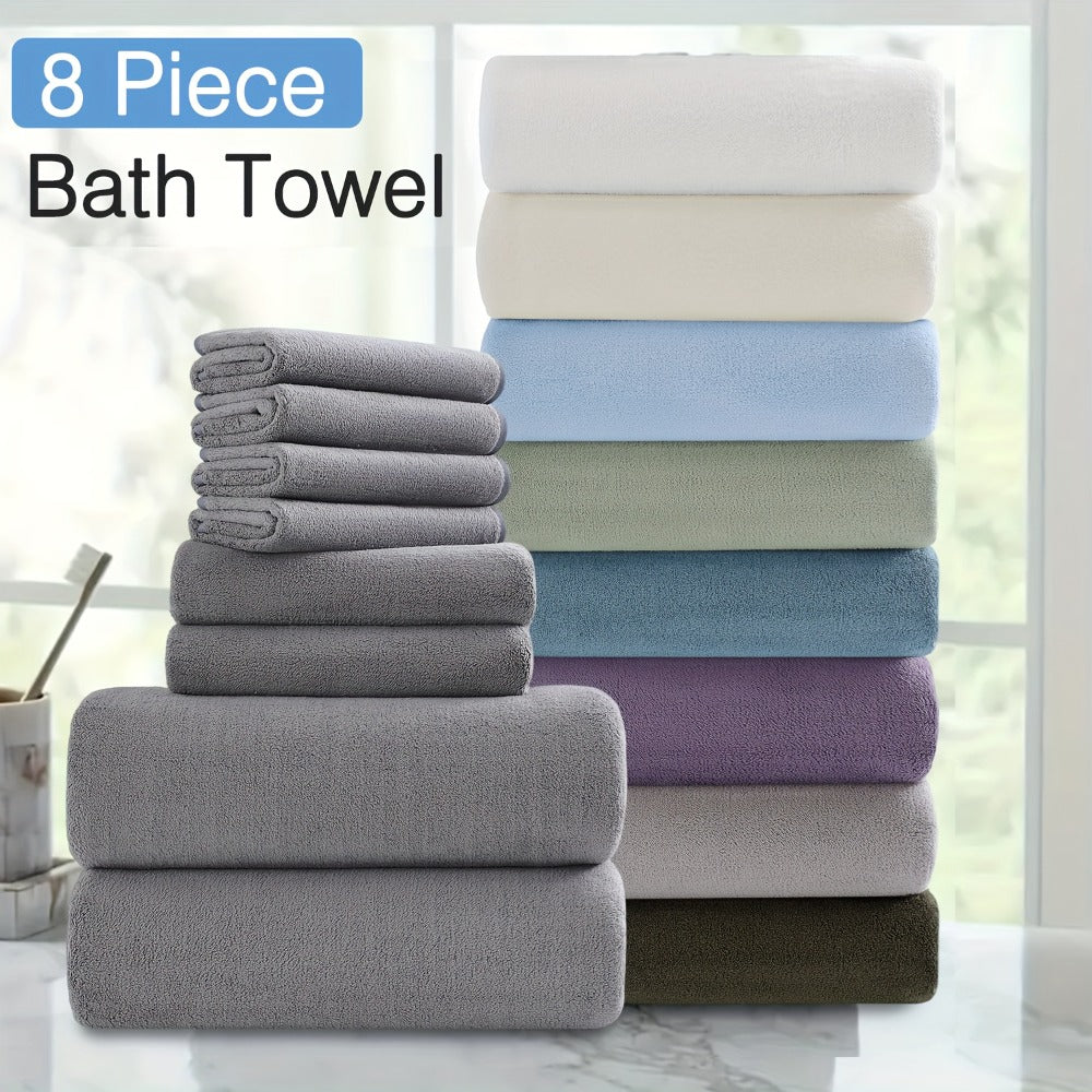 Bath Towel Set 20 Piece 100% Microfiber Absorbent Quick Dry Soft Extra Large Bath Sheets 8 Bath Towels 12 Washcloths Home Bathroom Spa Gift White Beige Gray Blue Green Purple