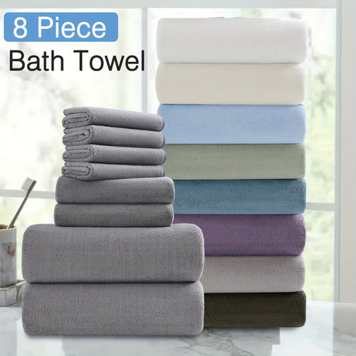 Bath Towel Set 20 Piece 100% Microfiber Absorbent Quick Dry Soft Extra Large Bath Sheets 8 Bath Towels 12 Washcloths Home Bathroom Spa Gift White Beige Gray Blue Green Purple