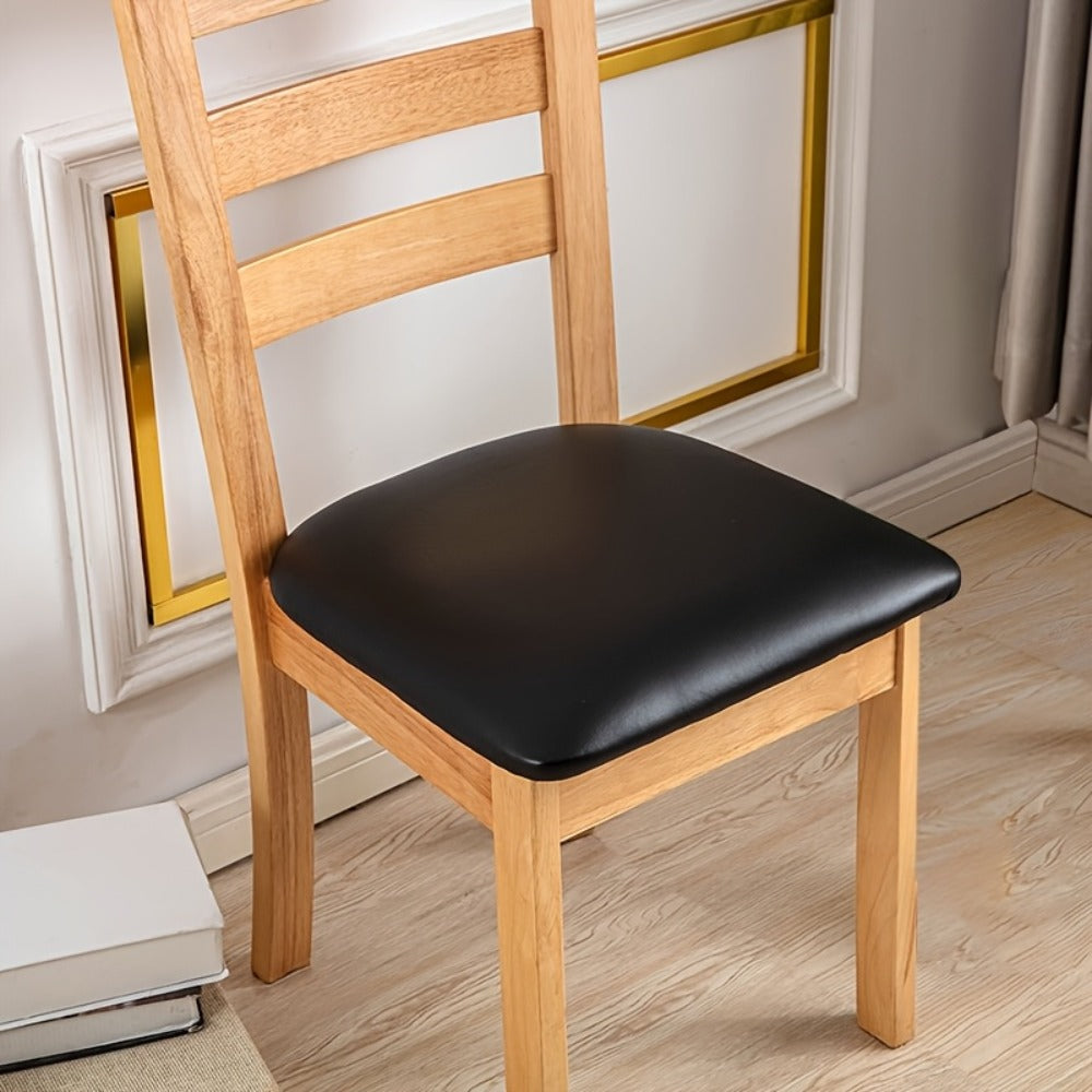 Waterproof PU Leather Dining Chair Cushion Covers Removable Stretch Seat Slipcovers for Dining Room Kitchen Hotel Set of 4 or 6