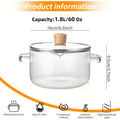 Borosilicate Glass Pot with Lid, Stovetop & Induction Safe, Dishwasher Safe, Heat-Resistant Glass Cookware for Soups, Milk, Baby Food & Noodles, Small 60.87oz & Large 77.77oz, Home & Restaurant