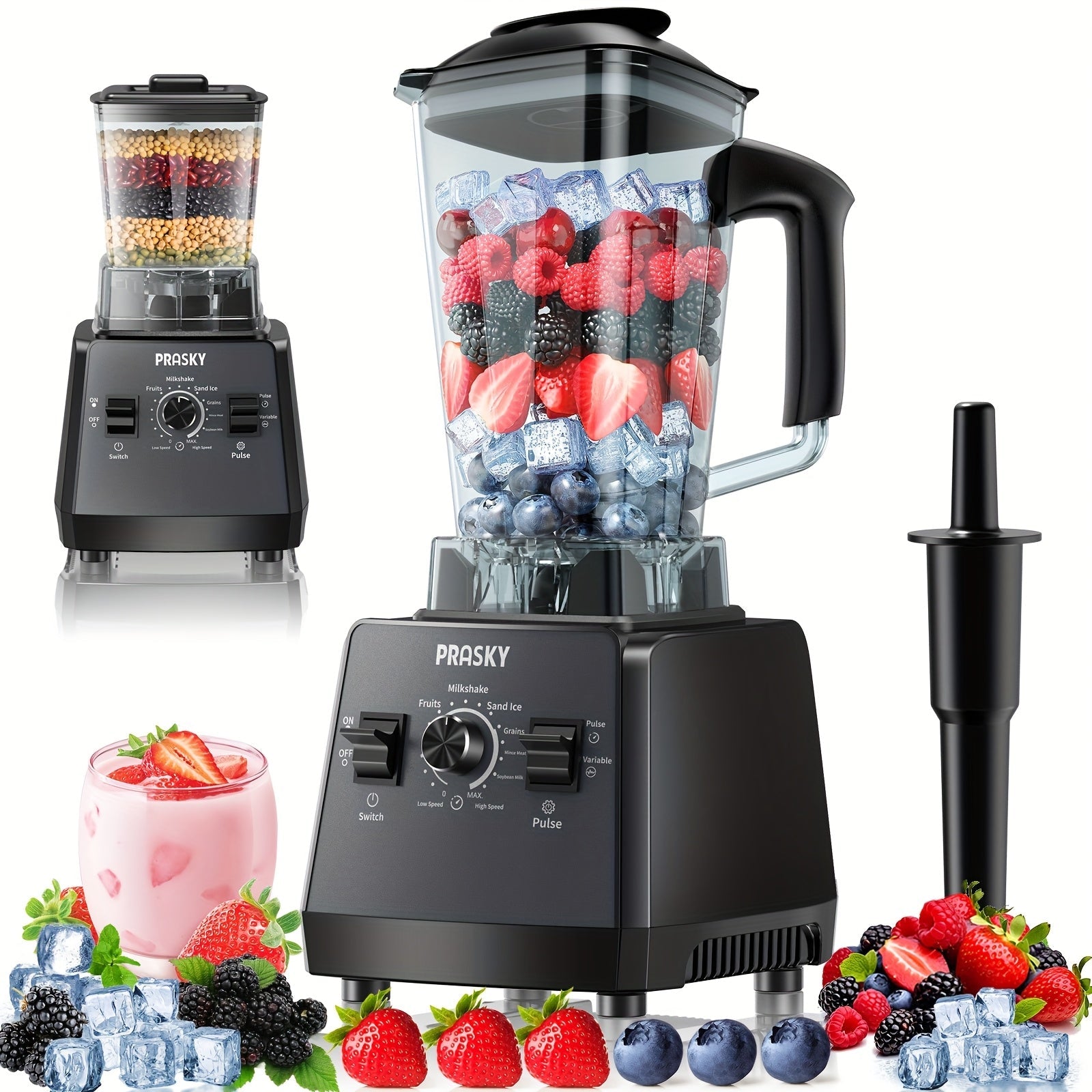 Professional Blender for Kitchen 68oz 25000RPM 2400W - Countertop Smoothie Blender with 2 Containers Stainless Steel Blade Variable Speed Pulse for Ice Frozen Fruit Juice Shakes 7 Colors