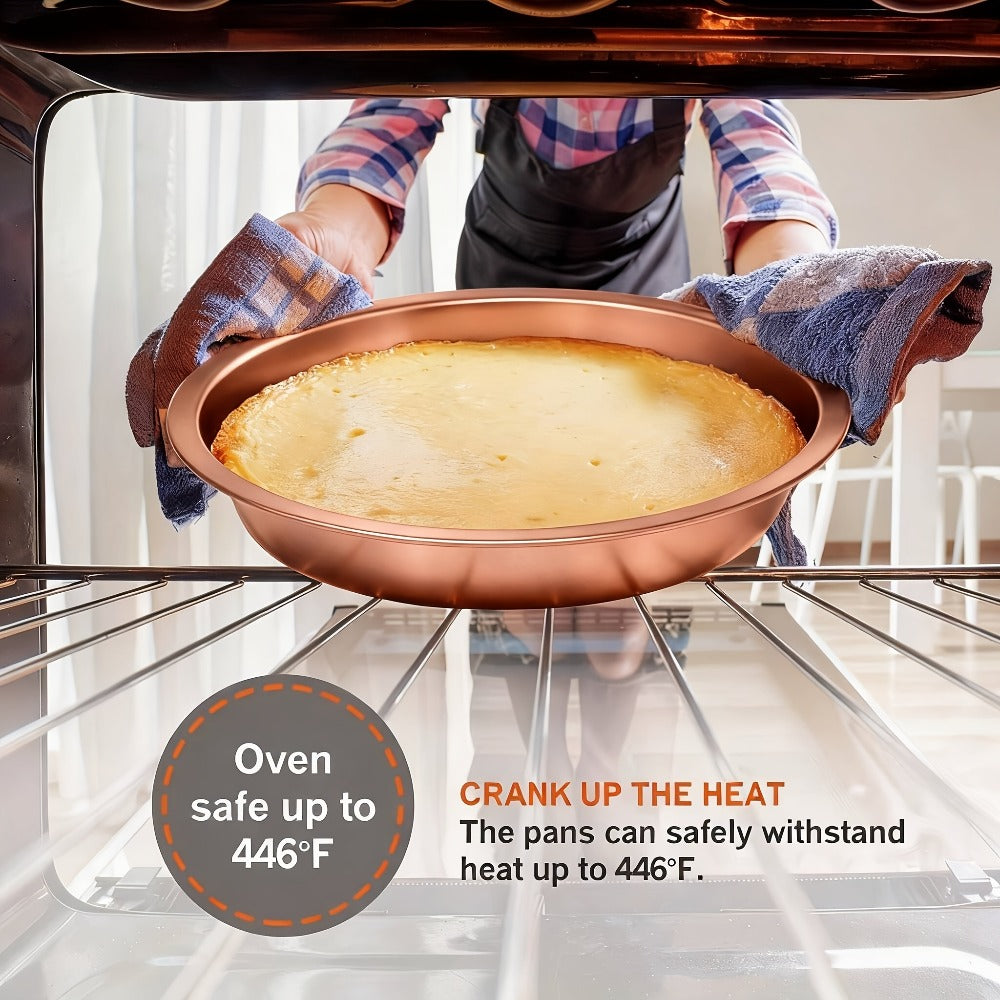 Nonstick Bakeware Pan Set, 8-Piece Carbon Steel Oven Baking Set with Cookie Sheet, 2 Round Cake Pans, Square Pan, Bread Pan, Pizza Pan & 12-Cup Muffin Pan, Complete Kitchen Baking Supplies