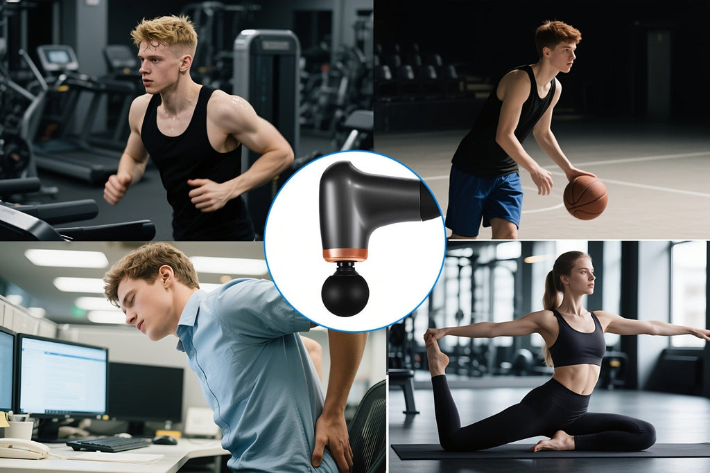 Massage Gun Deep Tissue Percussion Massager for Athletes - 6 Speed Levels, 3 Modes, 4 Interchangeable Heads, Ultra-Quiet 40dB Motor, Handheld Muscle Relaxer for Neck Back Shoulder & Leg Pain Relief