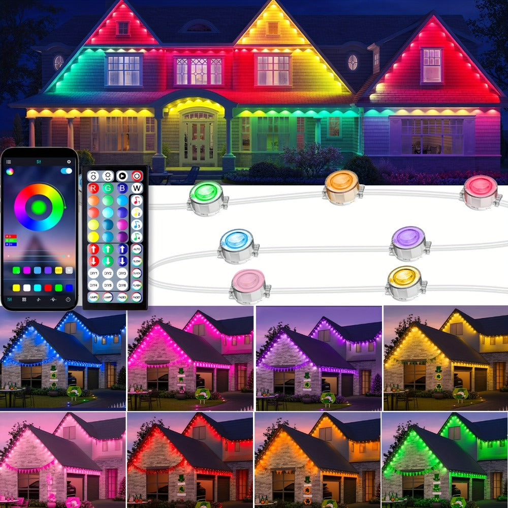 Permanent Outdoor Lights IP67 Waterproof ¨C RGB LED Eaves Light, App & Remote Control, Color Changing for Halloween, Christmas, Holiday, Party & Daily Roof Lighting (20/30/50/100/200/300/500 FT)